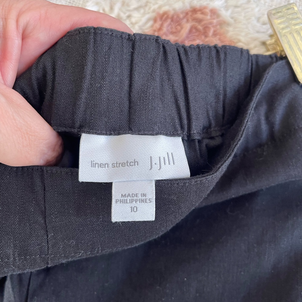 J. Jill Black Linen Stretch Pull On Pants Pants Size 10 Travel Business Casual - Picture 5 of 6